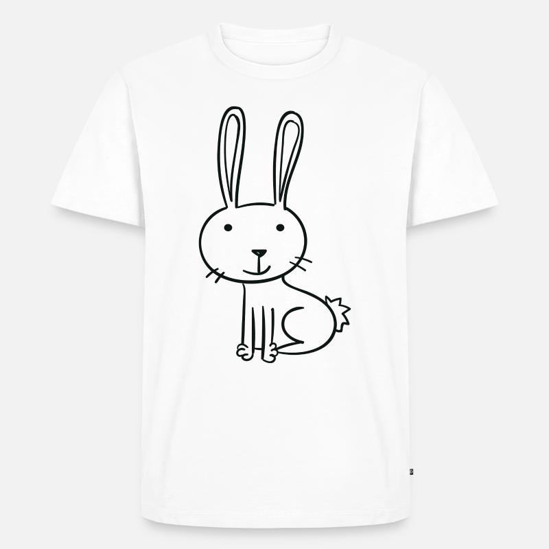 gezeichneter Hase - Männer Premium Bio T-Shirt - Weiß