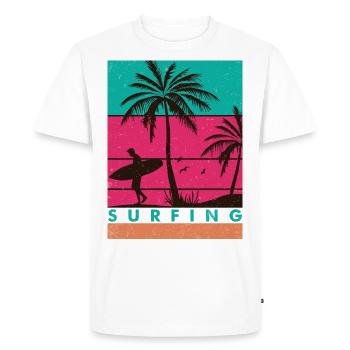 Conception de surf rétro pour les surfeurs et les surfeuses - T-shirt Premium bio Homme - blanc - Devant - Nico (187cm)