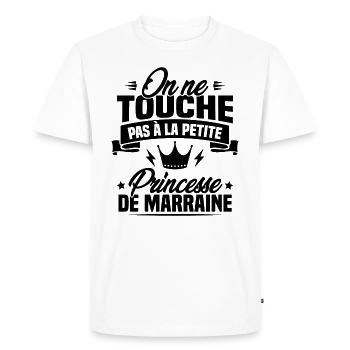 On ne touche pas à la petite princesse de marraine - T-shirt Premium bio Homme - blanc - Devant - Nico (187cm)