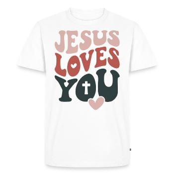 Jesus loves you loves you Christian Design - Men's Premium Organic T-Shirt - white - Front - Nico (187cm)