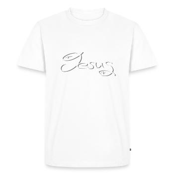 Fish Jesus nice and discreet - Men's Premium Organic T-Shirt - white - Front - Nico (187cm)