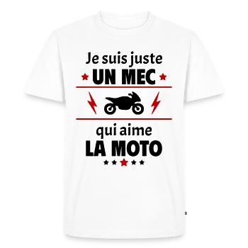 Juste un mec qui aime la moto, motard, noël,Moto - T-shirt Premium bio Homme - blanc - Devant - Nico (187cm)