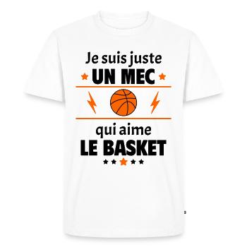 Juste un mec qui aime le basket, basketteur, noël - T-shirt Premium bio Homme - blanc - Devant - Nico (187cm)