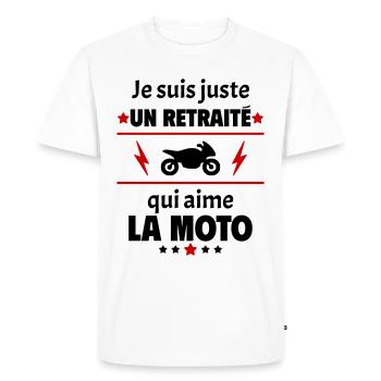 Juste un retraité qui aime la moto, retraite - T-shirt Premium bio Homme - blanc - Devant - Nico (187cm)