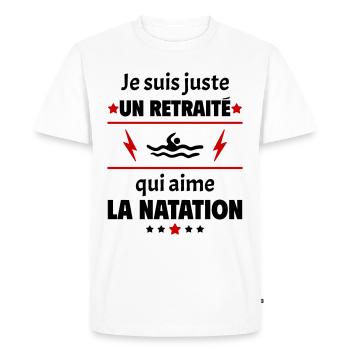 Juste un retraité qui aime la natation, retraite - T-shirt Premium bio Homme - blanc - Devant - Nico (187cm)