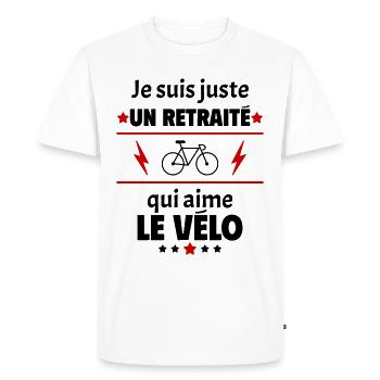 Juste un retraité qui aime le vélo, retraite - T-shirt Premium bio Homme - blanc - Devant - Nico (187cm)