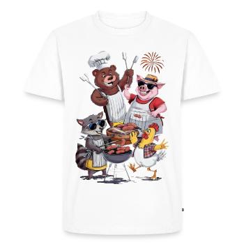Papa Barbecue Grillades Roi du BBQ Humour - T-shirt Premium bio Homme - blanc - Devant - Nico (187cm)