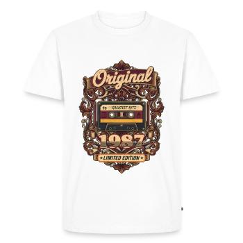 Cassette vintage 1987 38e anniversaire - T-shirt Premium bio Homme - blanc - Devant - Nico (187cm)