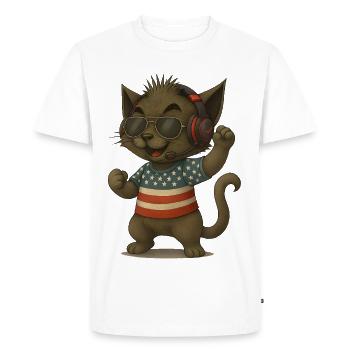 Cat DJ in Americana look - Men's Premium Organic T-Shirt - white - Front - Nico (187cm)