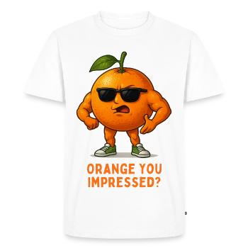 Orange avec lunettes de soleil – Punndesign - T-shirt Premium bio Homme - blanc - Devant - Nico (187cm)