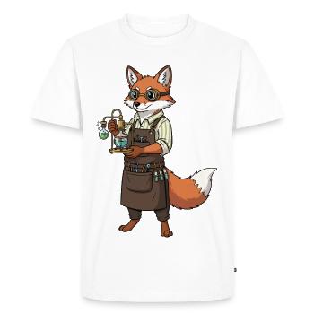 Renard Alchimiste Steampunk Savant Fou - T-shirt Premium bio Homme - blanc - Devant - Nico (187cm)