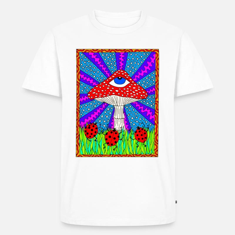 Hippie Magic Toadstool Retro Psychedelic - Men's Premium Organic T-Shirt - white