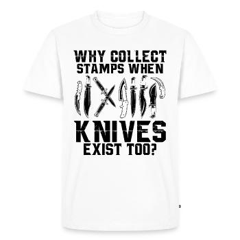 Cadeaux pour les collectionneurs de couteaux | Couteau antique Hobby - T-shirt Premium bio Homme - blanc - Devant - Nico (187cm)