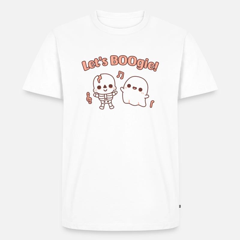 Cute Dancing Skeleton And Ghost Lets Boogie Funny - T-shirt Premium bio Homme - blanc