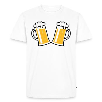 2 chopes à bière Prosten (bière / chope à bière / 2C) - T-shirt Premium bio Homme - blanc - Devant - Nico (187cm)
