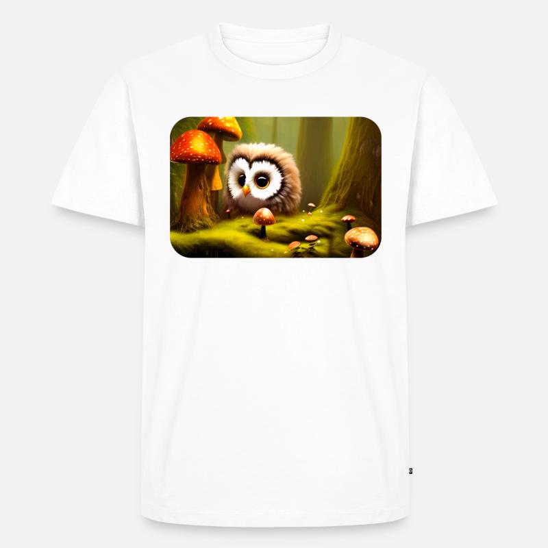 Wald mit Eule - Männer Premium Bio T-Shirt - Weiß
