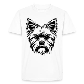 Yorkshire Terrier Dog Head - Men's Premium Organic T-Shirt - white - Front - Nico (187cm)