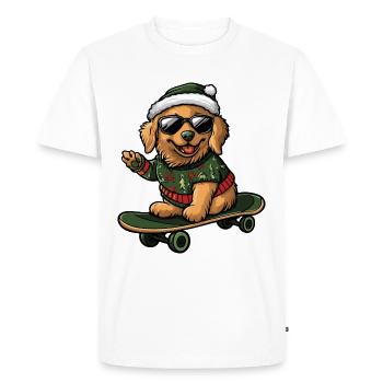 Golden Retriever Chien Noël Drôle Drôle - T-shirt Premium bio Homme - blanc - Devant - Nico (187cm)
