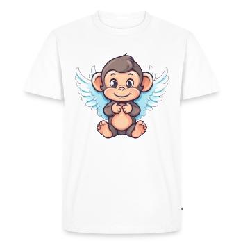 Cute monkey angel - design with wings - Men's Premium Organic T-Shirt - white - Front - Nico (187cm)