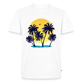 Palmiers, plage et coucher de soleil - T-shirt Premium bio Homme - blanc - Devant - Nico (187cm)