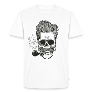 skull_pipe - Men's Premium Organic T-Shirt - white - Front - Nico (187cm)
