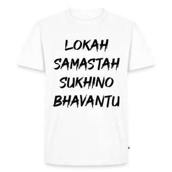 Lokah Samastah Sukhino Bhavantu Yoga Mantra - Men's Premium Organic T-Shirt - white - Front - Nico (187cm)