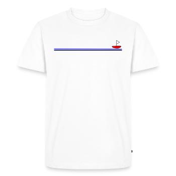 Naviguer avec un petit voilier rouge - T-shirt Premium bio Homme - blanc - Devant - Nico (187cm)