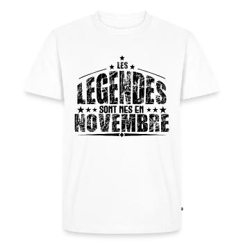Novembre | les Légendes sont nés en Novembre Anniv - T-shirt Premium bio Homme - blanc - Devant - Nico (187cm)