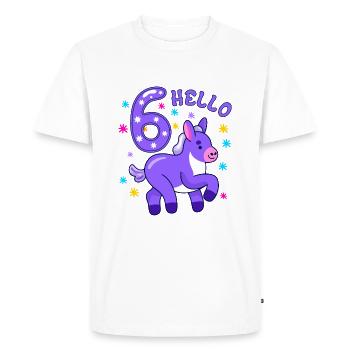 Hello Six Donkey, Sixième anniversaire, 6ème anniversaire - T-shirt Premium bio Homme - blanc - Devant - Nico (187cm)