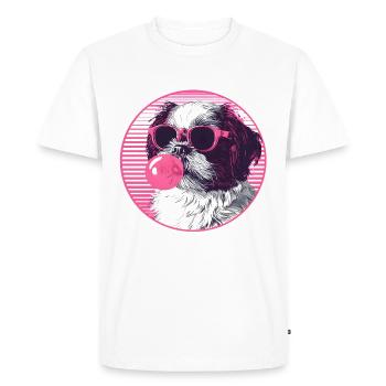 Lunettes de soleil Shi tzu Rose Bubblegum - T-shirt Premium bio Homme - blanc - Devant - Nico (187cm)