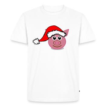 pig_face_pink_with_santa_hat_cartoon - T-shirt Premium bio Homme - blanc - Devant - Nico (187cm)