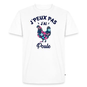 J'peux pas j'ai poule - T-shirt Premium bio Homme - blanc - Devant - Nico (187cm)