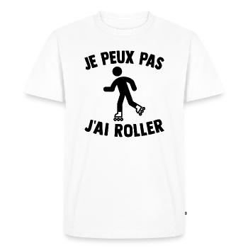 Je peux pas j'ai roller - T-shirt Premium bio Homme - blanc - Devant - Nico (187cm)