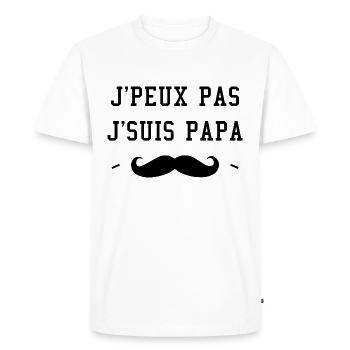 J'Peux Pas J'Suis Papa, Humour Cadeau Papa - T-shirt Premium bio Homme - blanc - Devant - Nico (187cm)