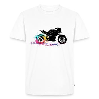 Moto Motard passion moto gp - T-shirt Premium bio Homme - blanc - Devant - Nico (187cm)