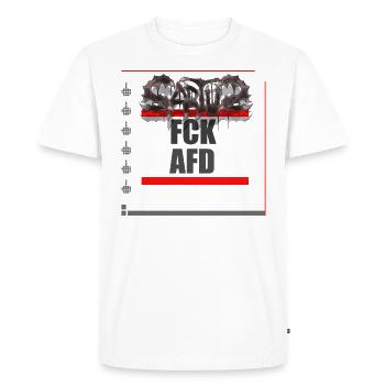 FCK AFD - Men's Premium Organic T-Shirt - white - Front - Nico (187cm)