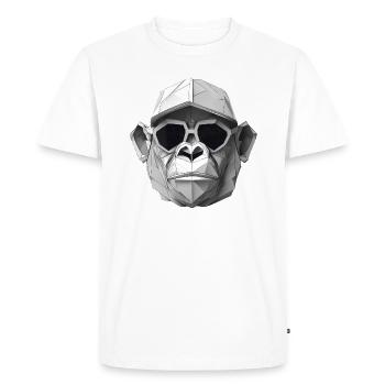 Singe cool en robe ridée - T-shirt Premium bio Homme - blanc - Devant - Nico (187cm)