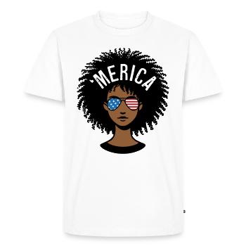 'merica Afro - Men's Premium Organic T-Shirt - white - Front - Nico (187cm)