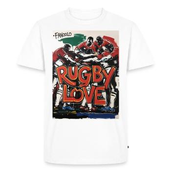 Rugby Love – Passion sur le terrain - T-shirt Premium bio Homme - blanc - Devant - Nico (187cm)