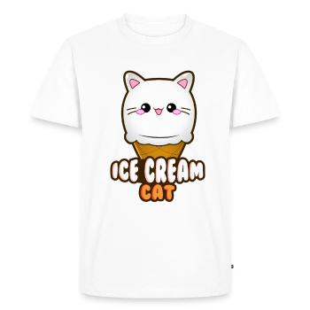 Crème glacée Chat Crème glacée Chat glace Boule de crème glacée à la vanille - T-shirt Premium bio Homme - blanc - Devant - Nico (187cm)