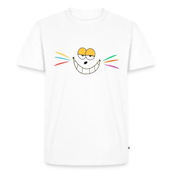 Chat, chats, moustaches, sourire - T-shirt Premium bio Homme - blanc - Devant - Nico (187cm)