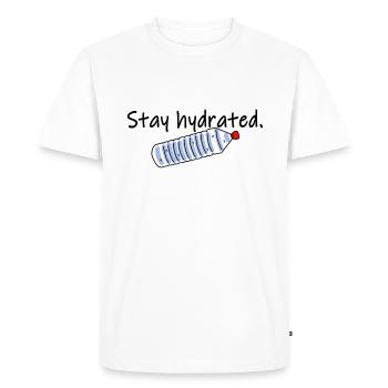 "Stay hydrated" imprint - Men's Premium Organic T-Shirt - white - Front - Nico (187cm)