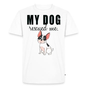Mon chien m'a sauvé. - T-shirt Premium bio Homme - blanc - Devant - Nico (187cm)