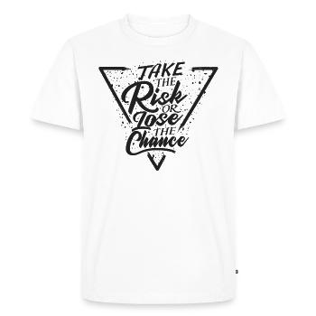 Take the risk or lose the chance - dark - Men's Premium Organic T-Shirt - white - Front - Nico (187cm)