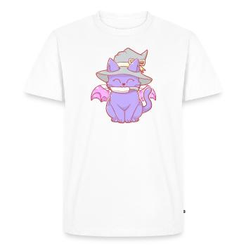Cute Cat With Knife and Bat Wings - Men's Premium Organic T-Shirt - white - Front - Nico (187cm)