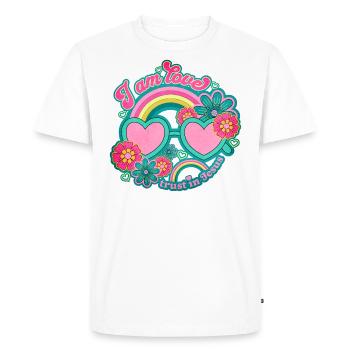 Je suis Amour, Confiance en Jésus Lunettes de soleil rétro - T-shirt Premium bio Homme - blanc - Devant - Nico (187cm)