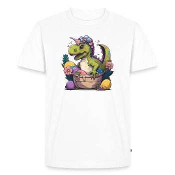 Dino in an Easter basket with Easter eggs - Men's Premium Organic T-Shirt - white - Front - Nico (187cm)