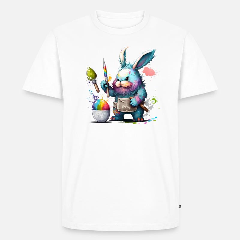Cartoon Easter with Easter Egg - Men's Premium Organic T-Shirt - white