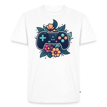 CONTROLLER - green floral - Pic - Men's Premium Organic T-Shirt - white - Front - Nico (187cm)