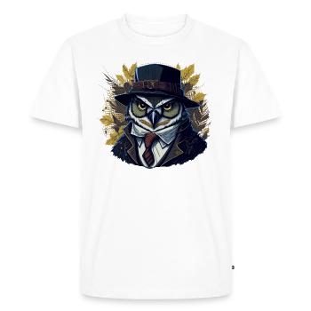 Herbst Eule Wald Boss - KI - DIGITAL - Men's Premium Organic T-Shirt - white - Front - Nico (187cm)